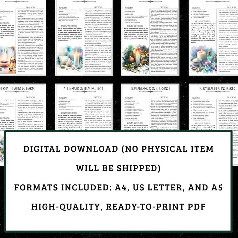 Health & Wellness Spells Printable | Grimoire Pages (PDF) image 3