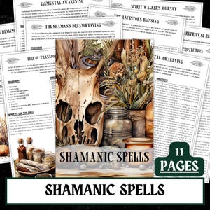 Raccolta di incantesimi sciamanici stampabili / Pagine di grimorio per la guarigione ancestrale e il lavoro spirituale / Download digitale di stregoneria / Formato A4 A5 US Letter