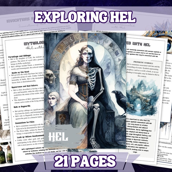 Printable Hel Norse Mythology  Grimoire Set , 21 Pages, A4 Size - Norse Goddess, Rituals, Myths, Correspondences, and More