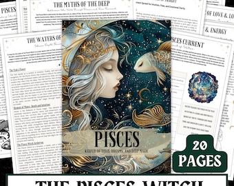 The Pisces Witch — 20-Page Printable Grimoire | Intuition, Water Magic, Dreamwork, Emotional Healing