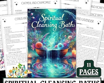 Recetas de baños de purificación espiritual / Páginas de grimorios, rituales de sanación (descarga instantánea)