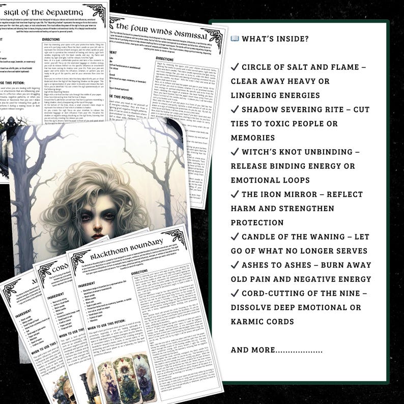 Pagine stampabili di incantesimi di esilio / Grimorio di stregoneria (download digitale) immagine 4