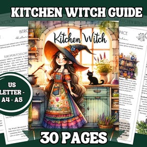 Printable Kitchen Witch Guide | 30-Page Grimoire | A4, A5 & US Letter Sizes | Kitchen Magic, Culinary Witchcraft, Herbal Recipes - Rituals