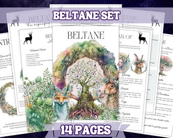 Printable Beltane Grimoire Set  14 Pages  Wiccan Book of Shadows  Beltane Rituals, Correspondences and Spells  Digital Download