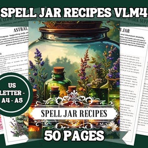 Zauberglas Rezepte Grimoire Seiten | Druckbare Hexenglas Zauber Sammlung | A4, A5, US Letter | Digitaler Download für Hexen und Zauberer