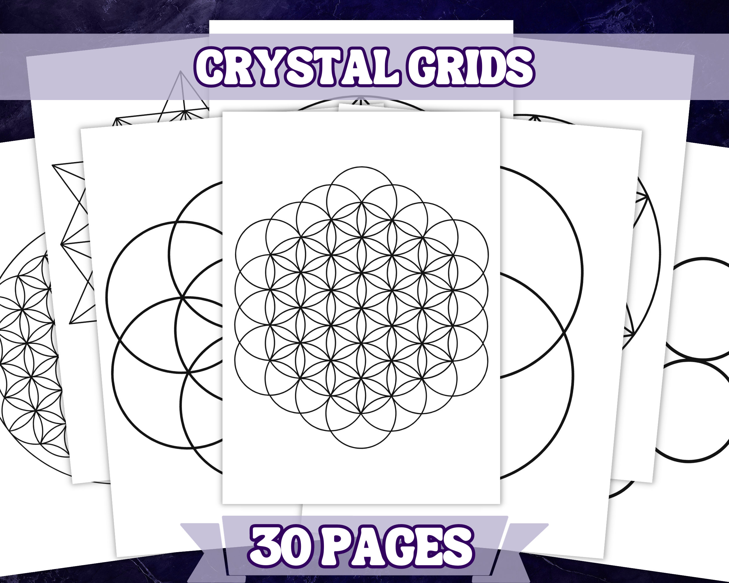 Printable Crystal Grids , 30 Page Set , Printable Grimoire and Book of ...