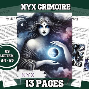Nyx – Göttin der Nacht | Griechische Mythologie Grimoire Seiten | Digitaler Download in den Größen A4, US Letter & A5