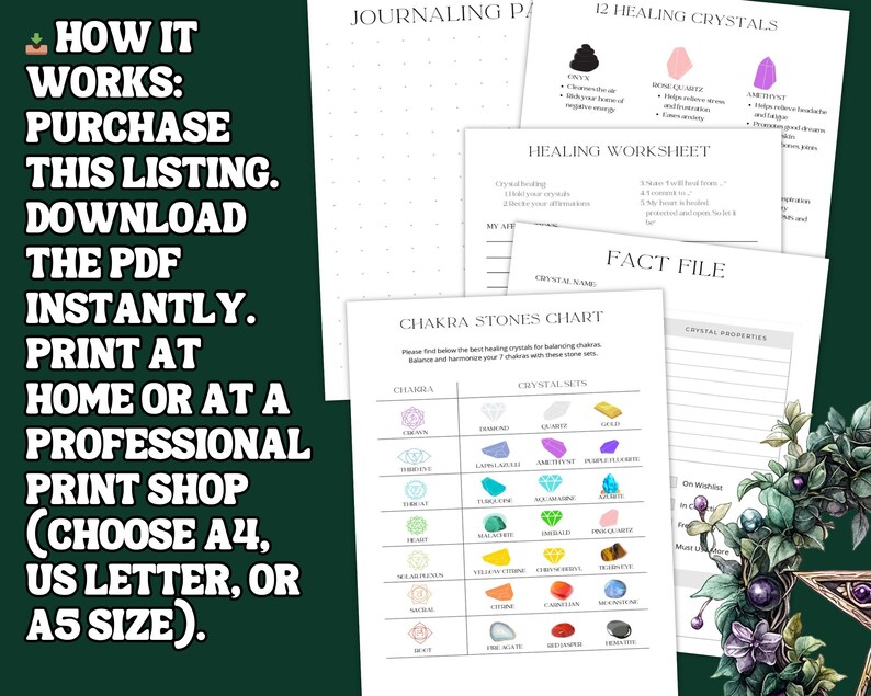 Crystal Journal Printable | Chakra Charts, Grids (34 Page PDF) - Etsy