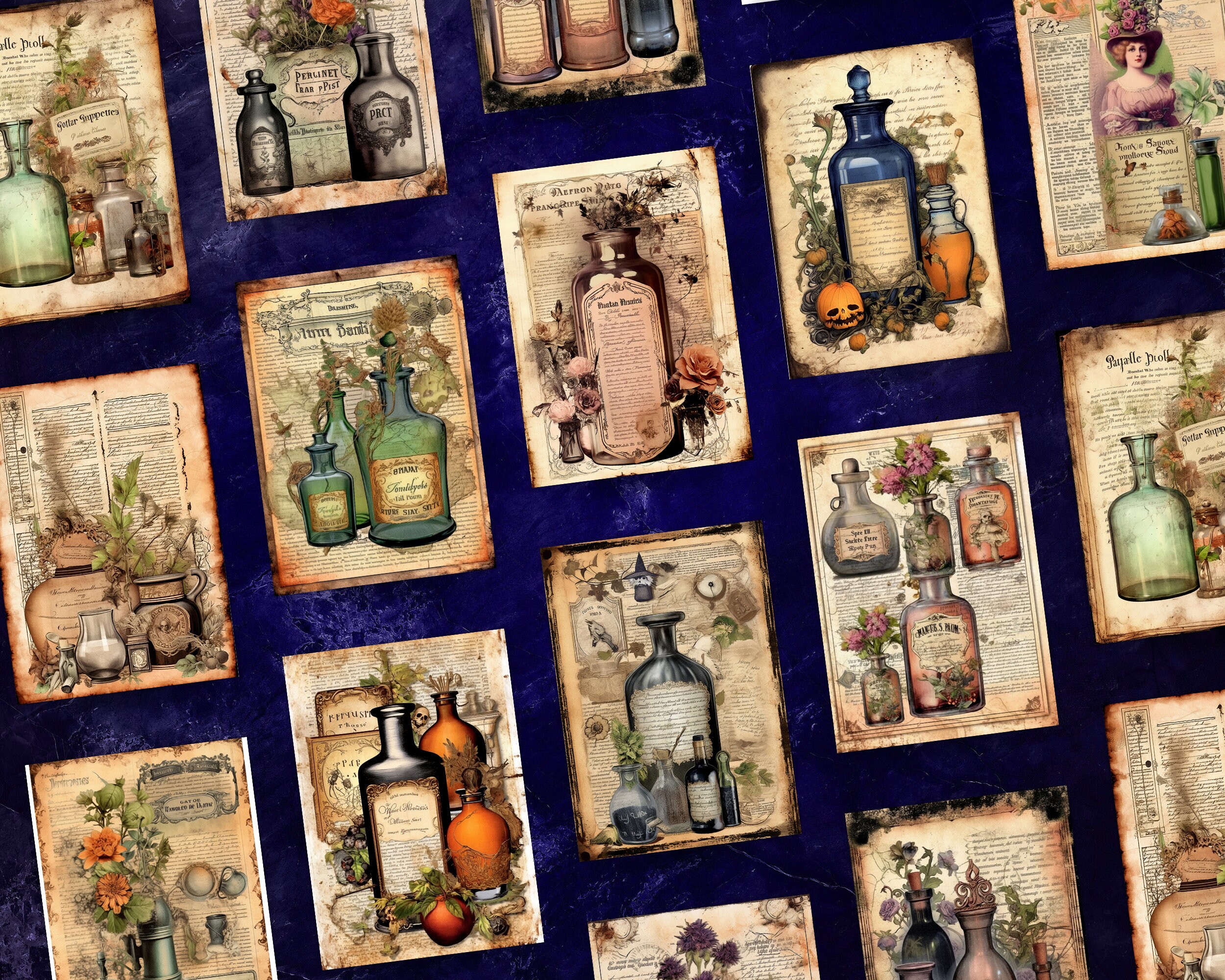 Vintage Potion Theme Printable Paper Pack 12 A4 Size PDF - Etsy