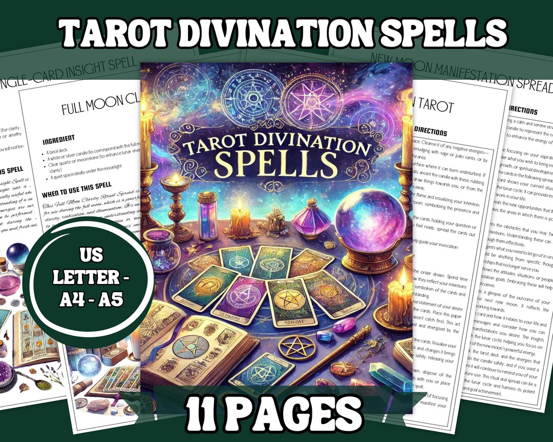 Tarot Divination Spell Pack | 10 Printable Witchcraft Grimoire Pages ...