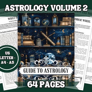 Guía de páginas de grimorios astrológicos / Cuaderno imprimible de cartas del zodíaco y la carta natal / Tamaño A4, A5, carta de EE. UU. / Diario mágico de astrología para brujas