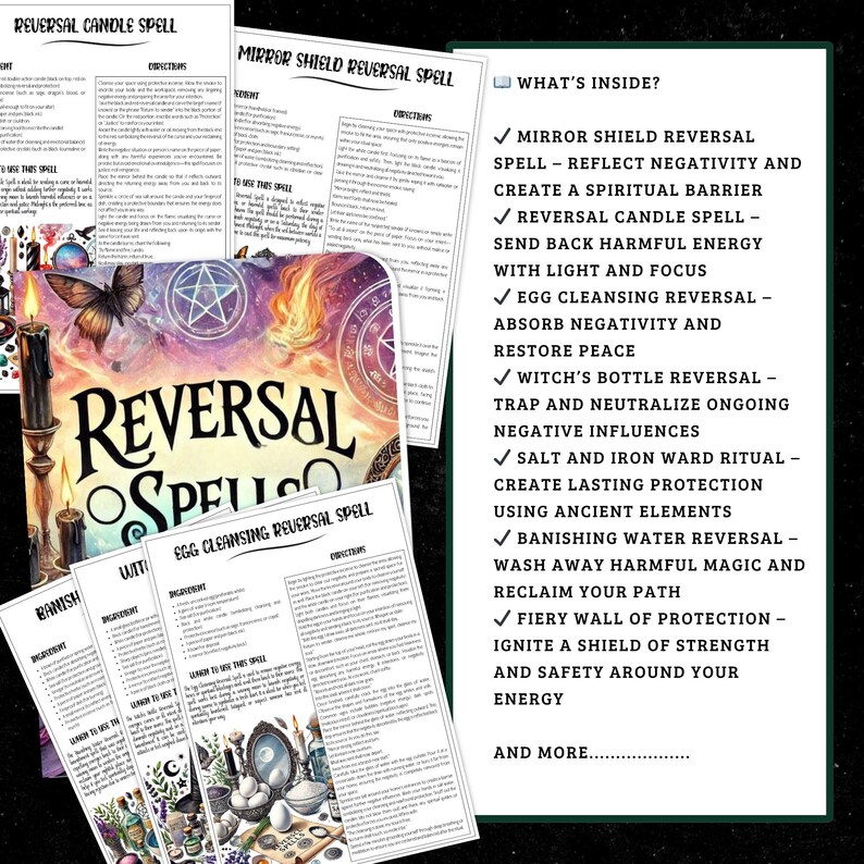 Curse Reversal Spell Pack | Witchcraft Grimoire Pages (Digital Download) image 4