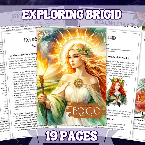 Printable Brigid Grimoire Set  19 A4 Pages  Celtic Goddess, Healing, Poetry, Hearth , Grimoire and Book Of Shadow Pages