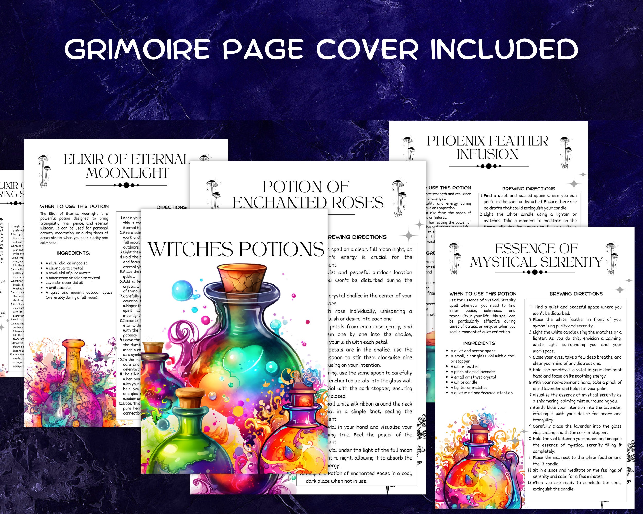 Witches Potion Recipes , 20 Potions Printable Grimoire and Book of ...