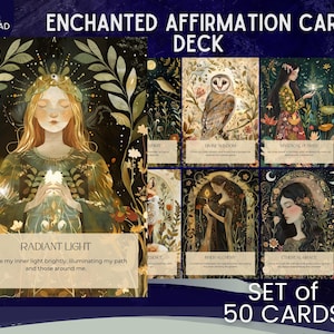 Affirmationskarten Verzauberter Wald | 50 Karten | Inspirierende Zitate zum Thema Wald | Digitaler Download | Körperpflege | Achtsamkeit