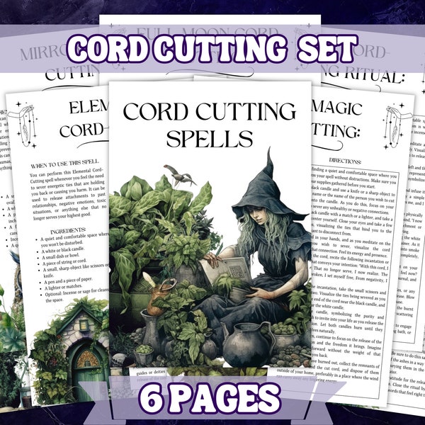 Cord Cutting Rituals - Printable Grimoire Pages - Intro to Witchcraft- Beautiful pages