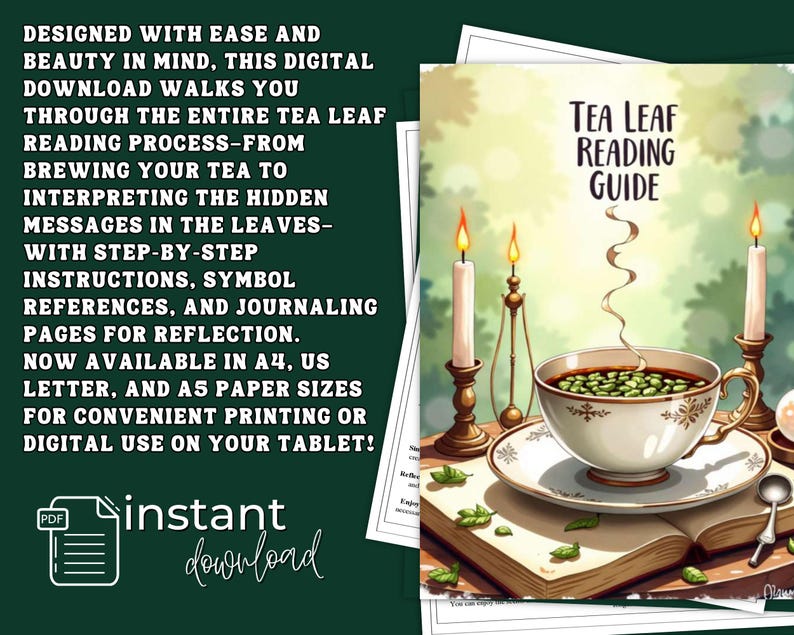 Tea Leaf Reading Guide Printable | Tasseography Symbols (PDF Pattern ...