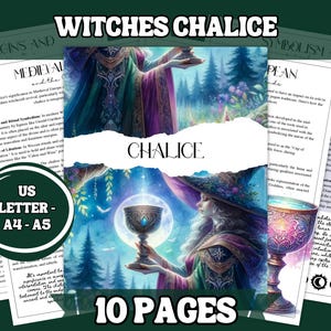 Páginas imprimibles del Grimorio del Cáliz: conjunto de 10 páginas en PDF digital (A4, A5, Carta EE. UU.) / Guía de herramientas de brujería, correspondencias de uso ritual y más