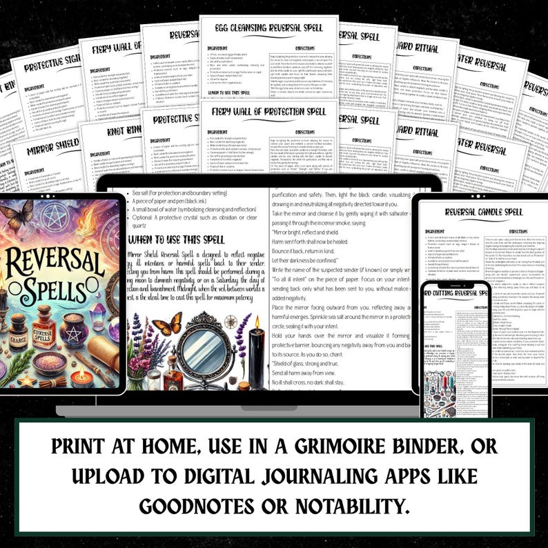 Curse Reversal Spell Pack | Witchcraft Grimoire Pages (Digital Download) image 8