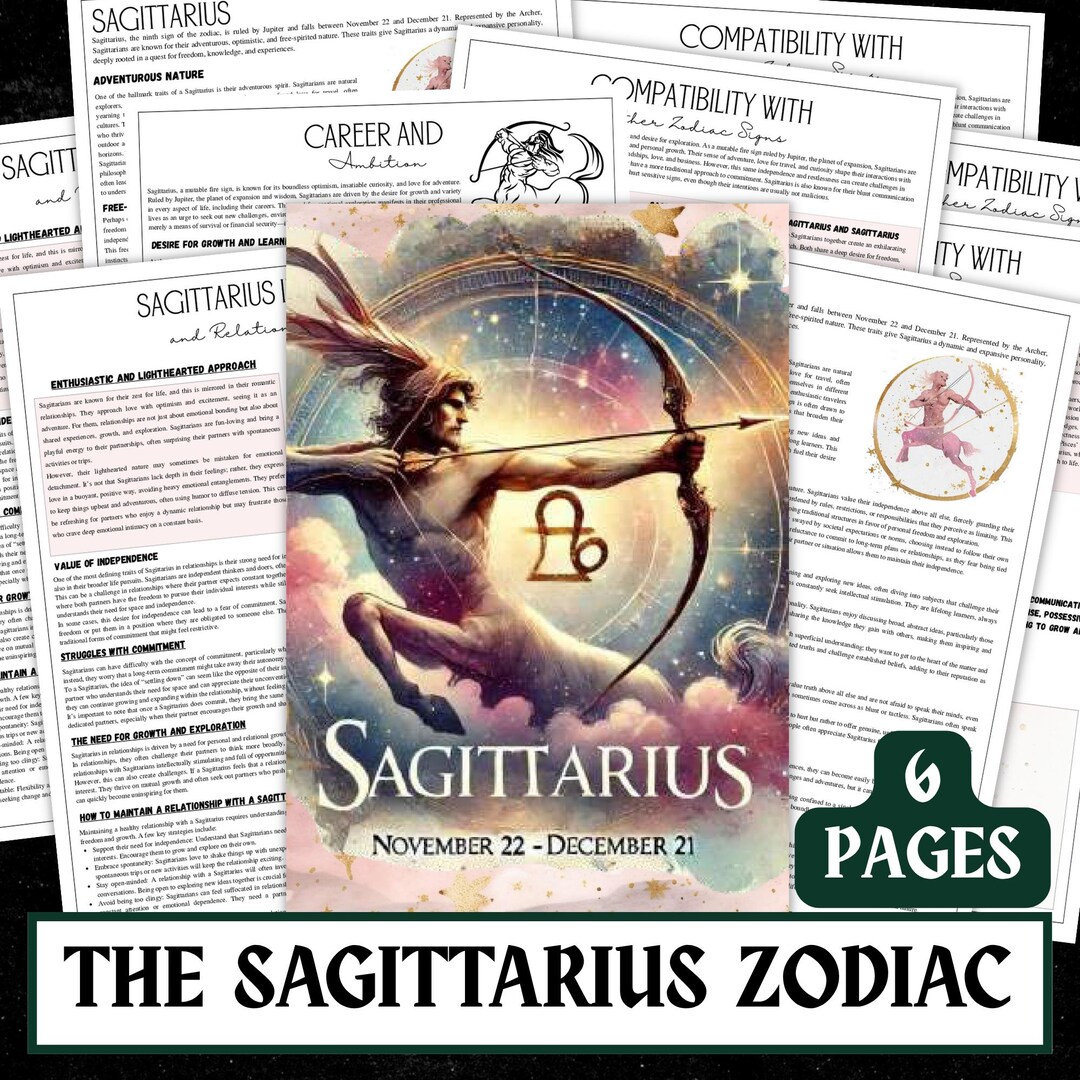 Sagittarius Zodiac Grimoire Pages | Witchy Astrology Book (PDF) - Etsy