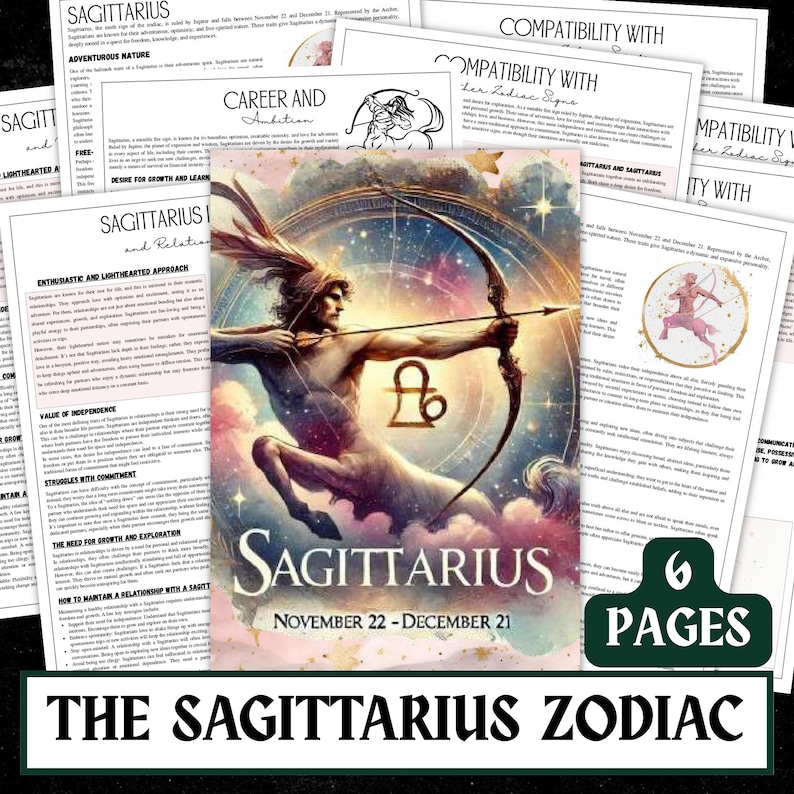 Sagittarius Zodiac Grimoire Pages | Witchy Astrology Book (PDF) image 1