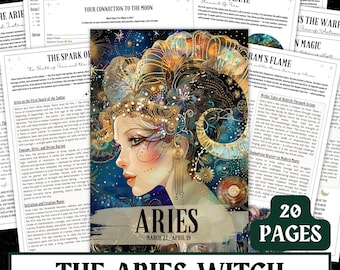 La bruja de Aries: Una guía de grimorio ardiente – Diario de brujería imprimible (A4 • A5 • Carta EE. UU.)