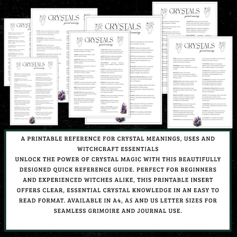 Crystal Meanings Quick Guide | Grimoire Reference (printable Download ...