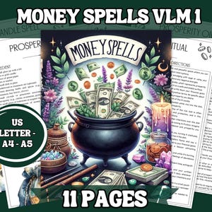 Money Spells  10 Powerful Rituals A4 Size, 11 Pages Printable Grimoire Pages and Book of Shadows Pages