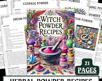 Witch Powder Recipes | Magical Spells Grimoire Pages (Digital Download)
