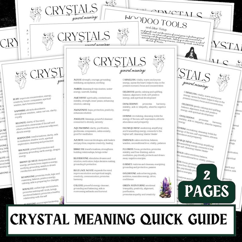 Crystal Meanings Quick Guide | Grimoire Reference (printable Download ...