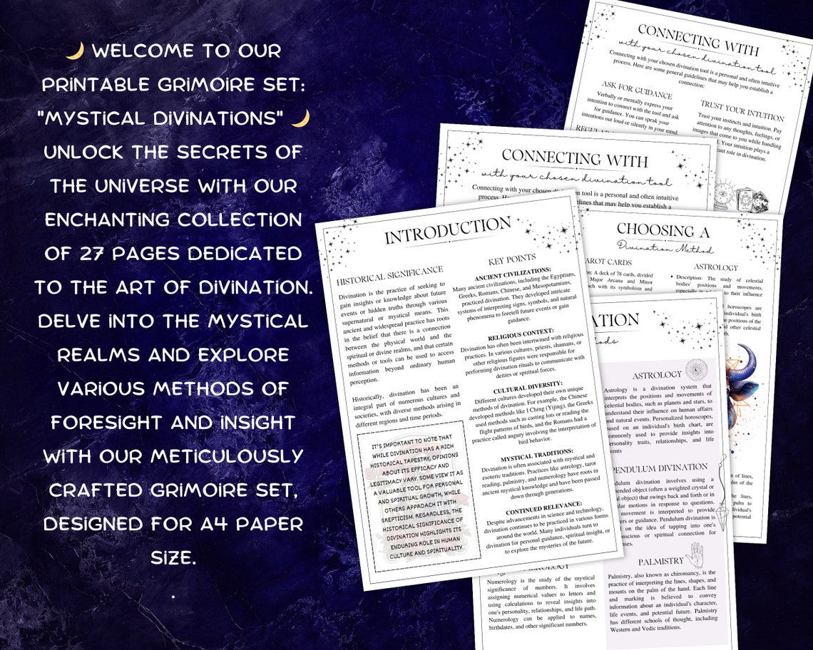 Types of Divination Printable Grimoire Set , Grimoire and Book of ...