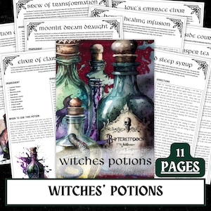 Recepten heksendrankje | Afdrukbare grimoire-pagina's (digitale pdf-download)