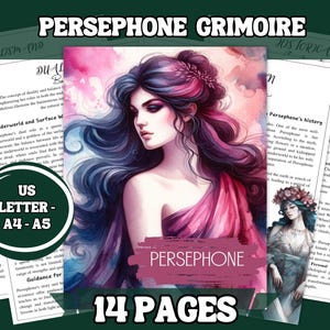 Grimório de Perséfone para impressão | Download digital em PDF de 14 páginas | A4, Carta EUA A5 | Deusa da Primavera e do Submundo | Rituais, Símbolos