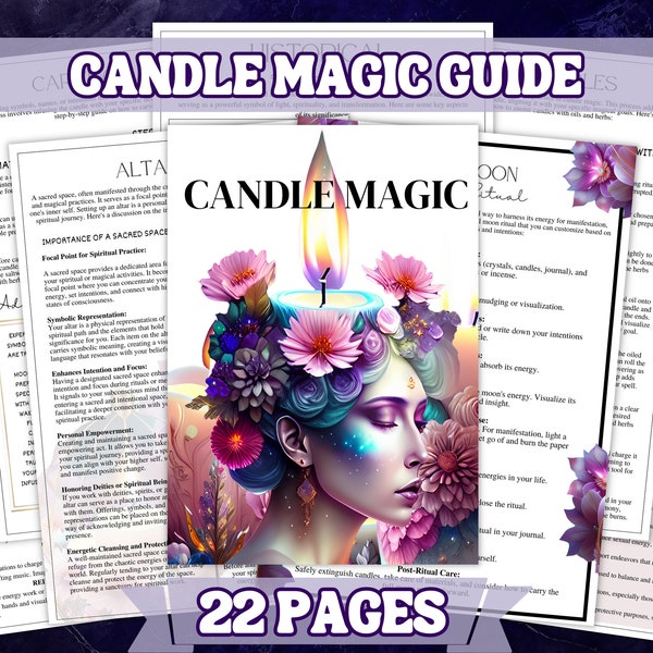 Candle Magic Full Guide Printable Grimoire and Book Of Shadow Pages , A4 Paper Size , Learn The Basics Of Candle Magic