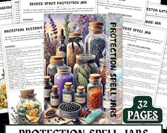 Protection Spell Jar Recipes | Witchcraft Grimoire Pages (PDF Digital Download)
