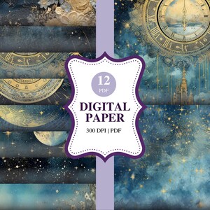 Celestial Moon Printable Paper: Grimoire Pages (A4 PDF)