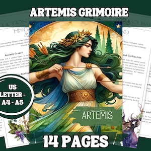 Grimorio de Artemisa (Set imprimible) / Diosa griega de la caza, la luna y la naturaleza / Guía de brujería de 14 páginas para rituales (A4, A5, Carta EE. UU.)