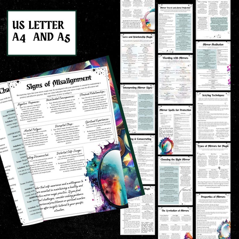 Mirror Magic Grimoire Printable Set | Scrying, Protection Spells (Digital Download) image 7
