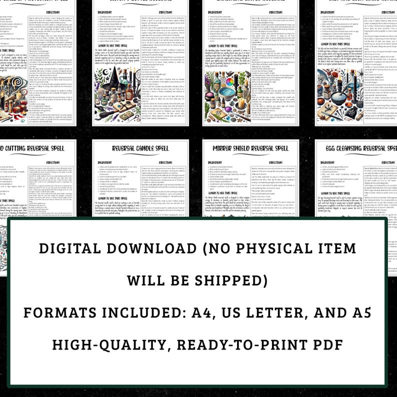 Curse Reversal Spell Pack | Witchcraft Grimoire Pages (Digital Download) image 3