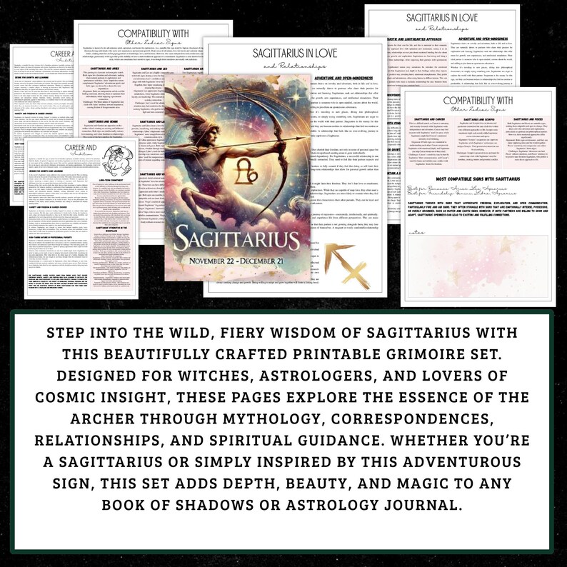 Sagittarius Zodiac Grimoire Pages | Witchy Astrology Book (PDF) image 2