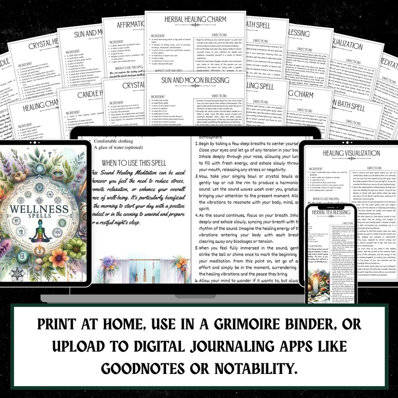 Health & Wellness Spells Printable | Grimoire Pages (PDF) image 8