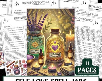 Self Love Spell Jar Recipes | Witchcraft Grimoire Pages (PDF Digital Download)