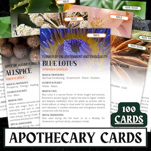 Tarjetas imprimibles de hierbas de boticario/referencia de brujería (A4/carta EE. UU.)