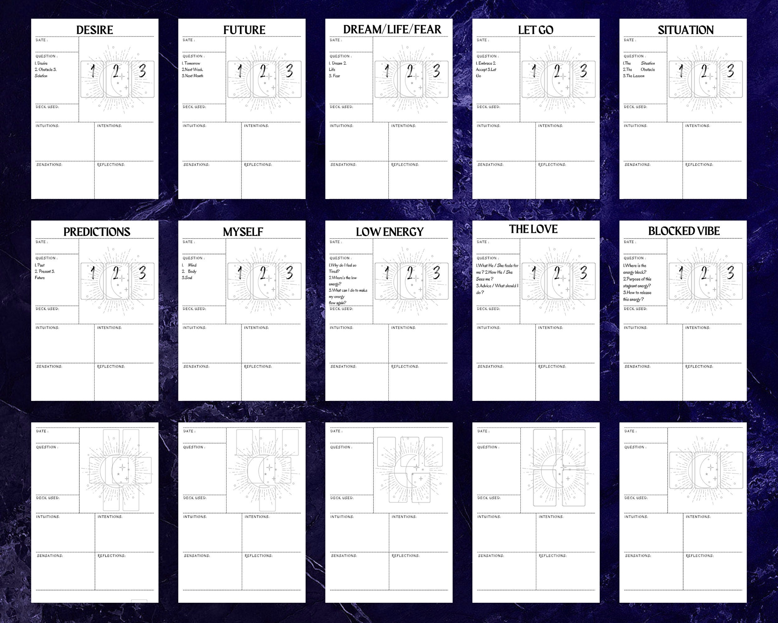 Blank Tarot Spread Sheets Printable Tarot Spreads With 2 Free Surprise ...