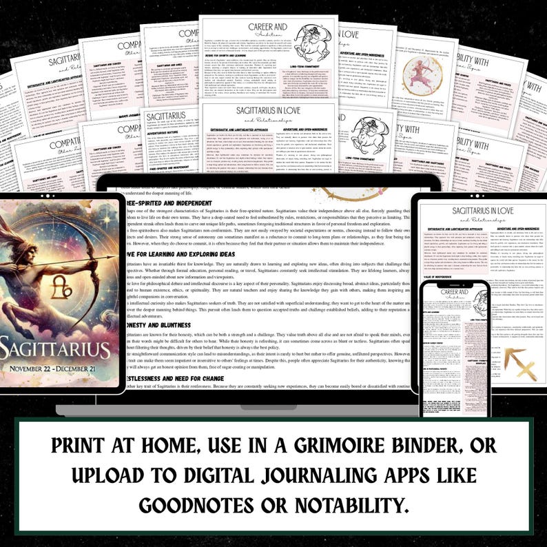Sagittarius Zodiac Grimoire Pages | Witchy Astrology Book (PDF) image 8