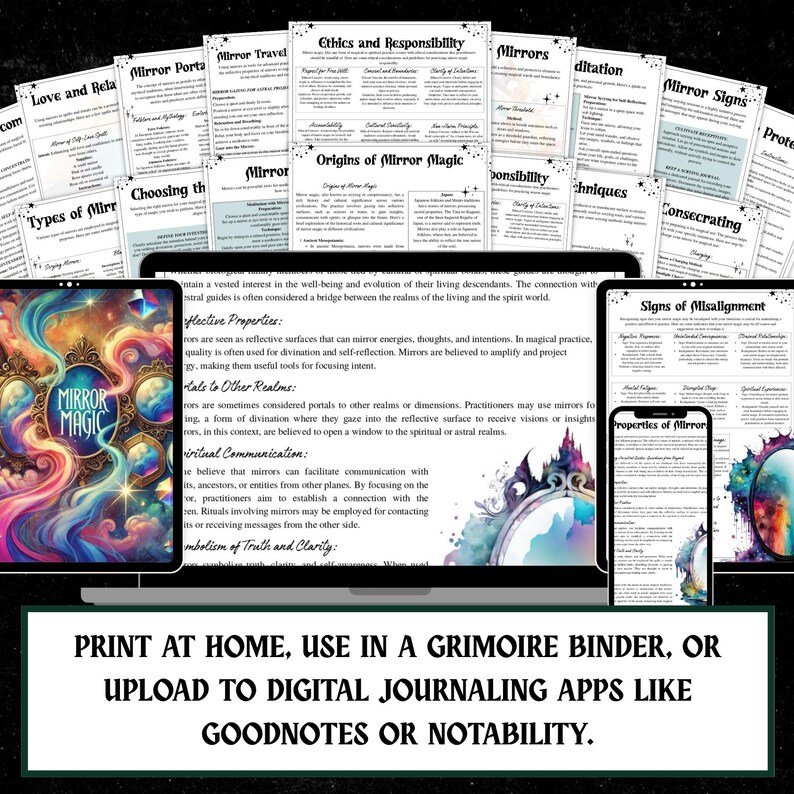 Mirror Magic Grimoire Printable Set | Scrying, Protection Spells (Digital Download) image 8