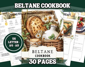 Beltane Cookbook – May Day Recipe Collection | Printable Kitchen Witch Recipes | Wheel of the Year | A4, A5, US Letter PDF