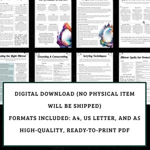 Mirror Magic Grimoire Printable Set | Scrying, Protection Spells (Digital Download) image 3