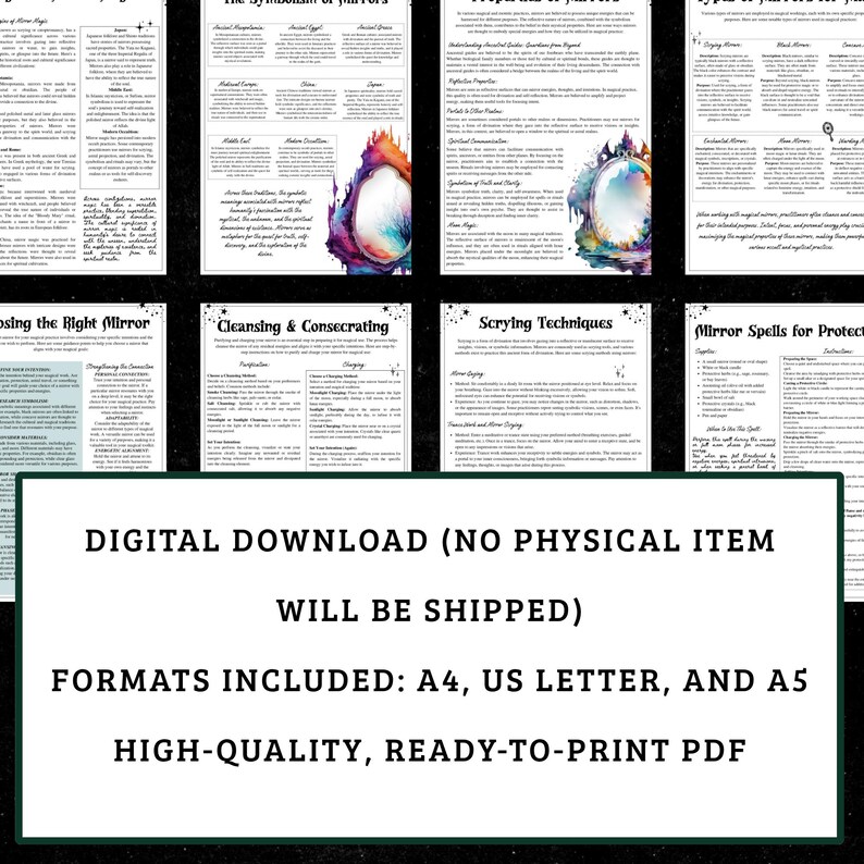 Mirror Magic Grimoire Printable Set | Scrying, Protection Spells (Digital Download) image 3