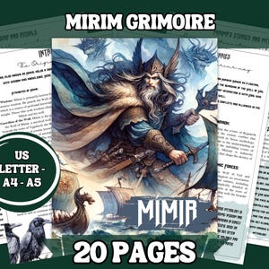 Grimorio de mitología nórdica imprimible, guía digital de 21 páginas sobre Mirim, PDF en tamaños A4, A5 y carta de EE. UU., devocional de deidades nórdicas